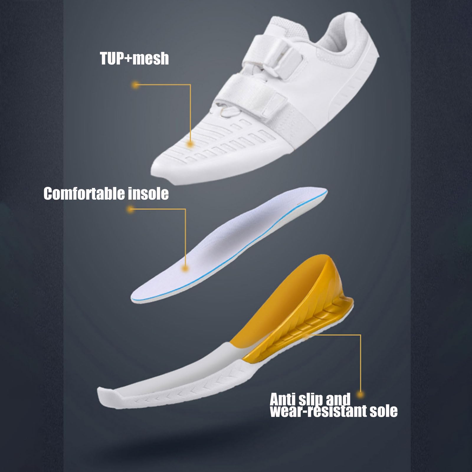 Zapatillas de Halterofilia Hombres,Zapatos De Sentadillas,Peso Muerto,Levantamiento,Antideslizantes,Ligeras Y CóModas,Estanqueidad Ajustable,para Boxeo,Fitness,Levantamiento de Peso