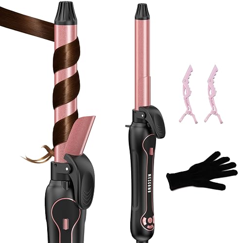 MESCOMB Dual Voltage Curling Iron - 1.1 Inch Curling Iron, 6.7' Extra Long Barrel Curling Iron for Long Hair, Ceramic To