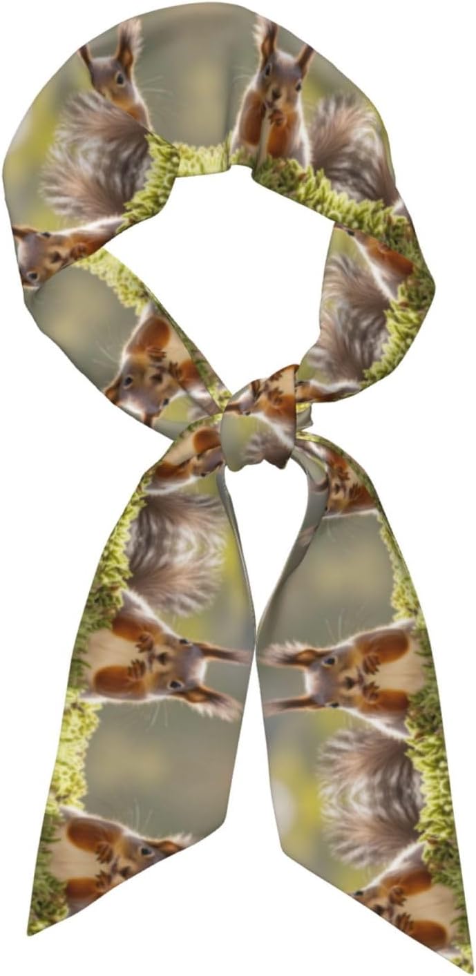 Squirrel Funny Animal Purse Scarf For Bags Silk Like Head Scarf Satin Hair Neck Scarves Bag Scarf Fashion Accessories For Women Gift