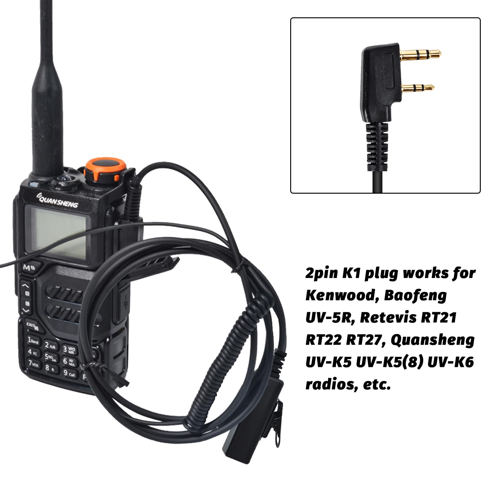 Adaptateur Audio Kenwood 2 Broches Vers 3,5mm - Pour Talkie-walkie Baofeng, Kenwood, Puxing, Compatible Microphone PTT