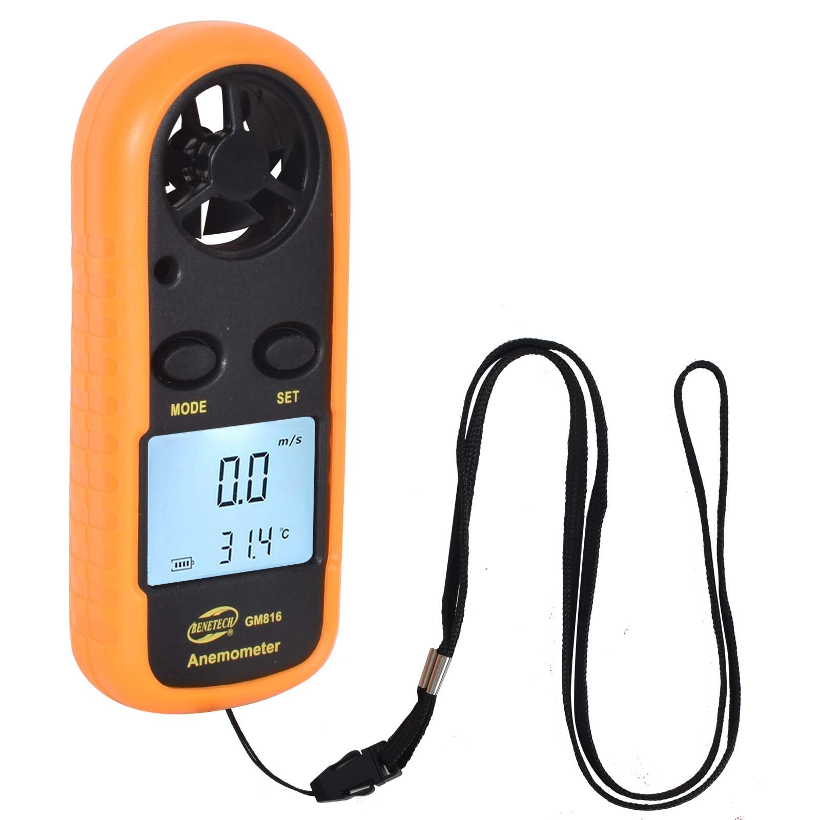 Anémomètre numérique portable pour mesurer la vitesse du vent/la température/le refroidissement éolien, pour drone, voile, surf, pêche