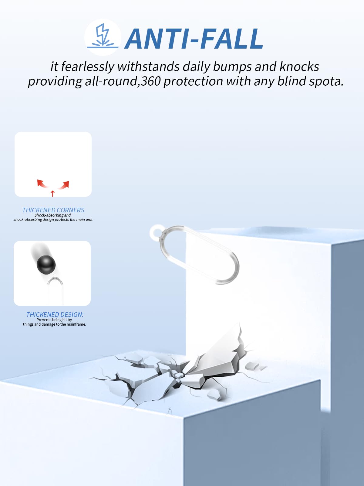 Étui de protection en TPU pour enregistreur vocal PLAUD NotePin AI, avec porte-clés, résistant à la poussière, aux chocs et durable, transparent