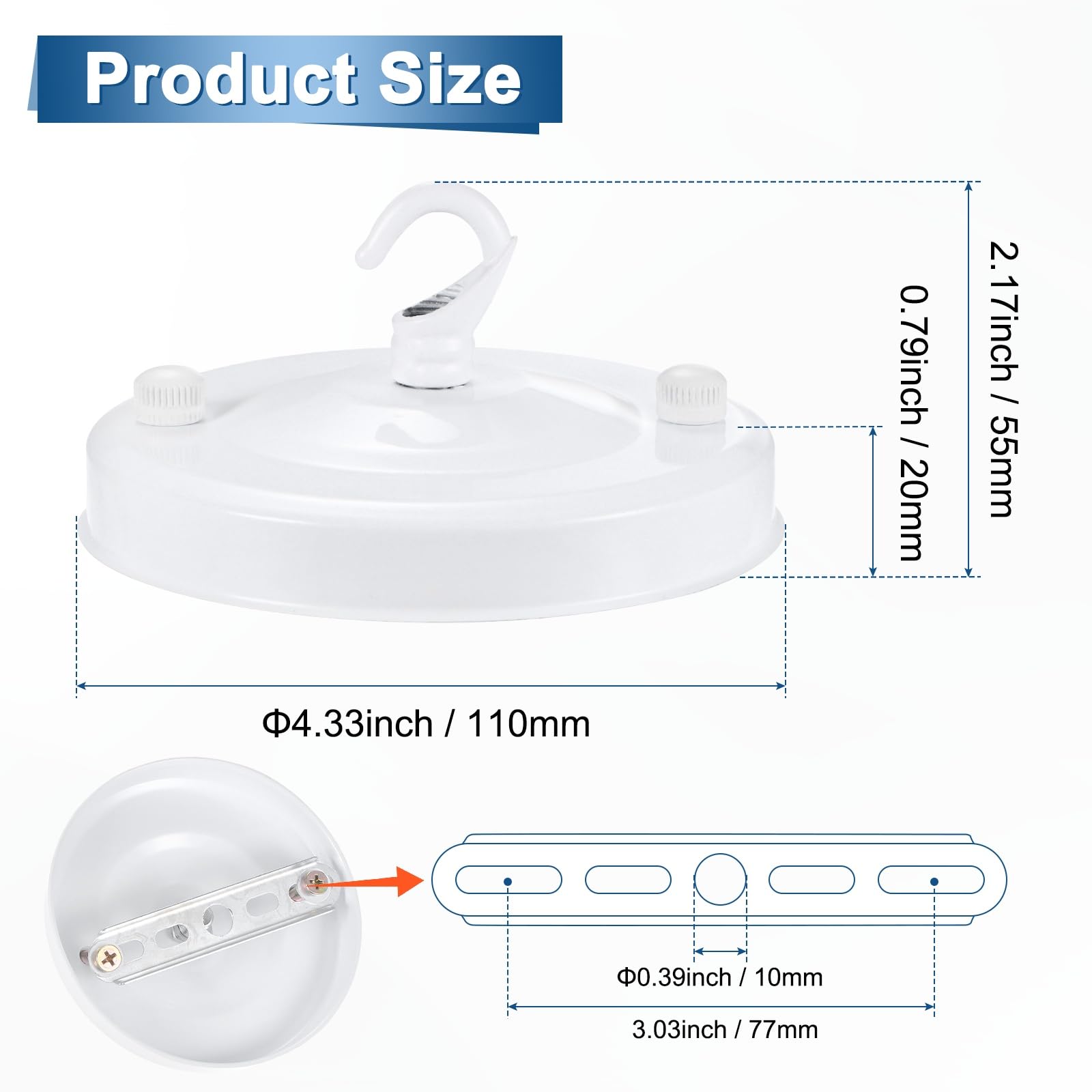 M METERXITY 1-Pack Light Canopy Kit, 4.3" Replacement Cover Plate for Chandelier Fixture/Pendant Light/ Swag Light - Image 3
