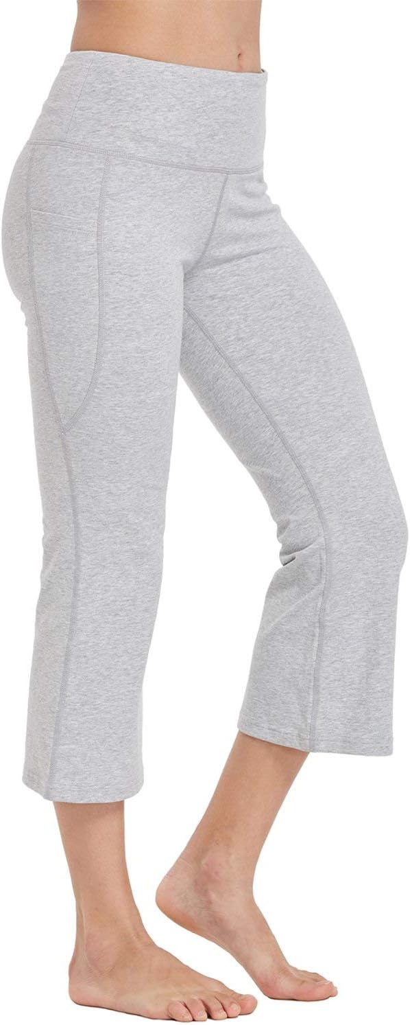 baleaf Women Flare Capri Leggings with Pockets Yoga Pants Bootcut Casual Cotton Work Summer Lounge