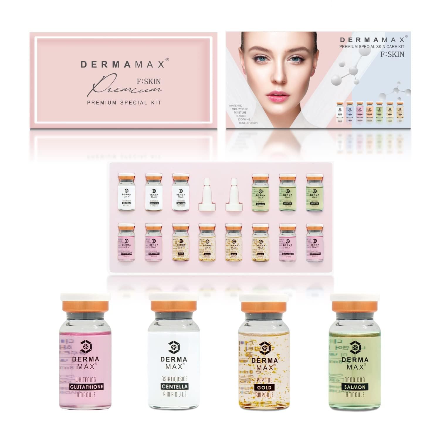 DERMAMAX BB Premium Glow | Premium Special Kit SKIN | 14 verschiedene Ampullen für die BB Behandlung | Ideal für Microneedling & Dermaroller Behandlung | jeweils 8ml