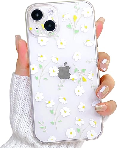 Miniatura 8 de Lovmooful Funda compatible con iPhone 13, diseño de hojas florales de aceite transparente para niñas y mujeres, TPU suave a prueba de golpes,