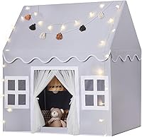 Vista 8 de Tienda de campaña para niños en el interior: con alfombra, guirnalda de borlas, luces de estrella, tienda de campaña para niñas, casa