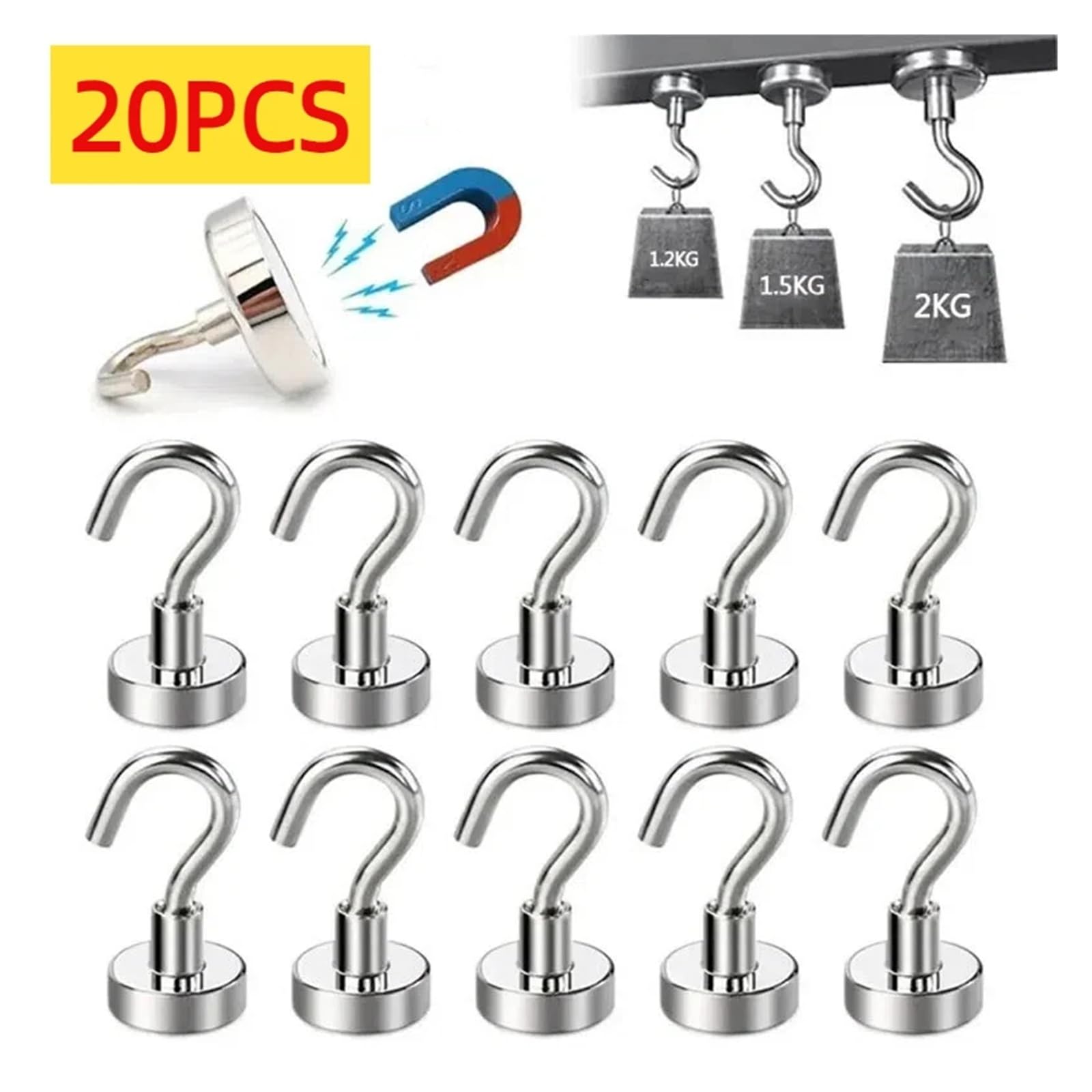 Haki E10/12/16/25 mm, mocne, wielofunkcyjne, do przechowywania w domu, kuchni, barze, do przechowywania kluczy, wieszaki łazienkowe(E25 Max Tension22kg,20PCS)