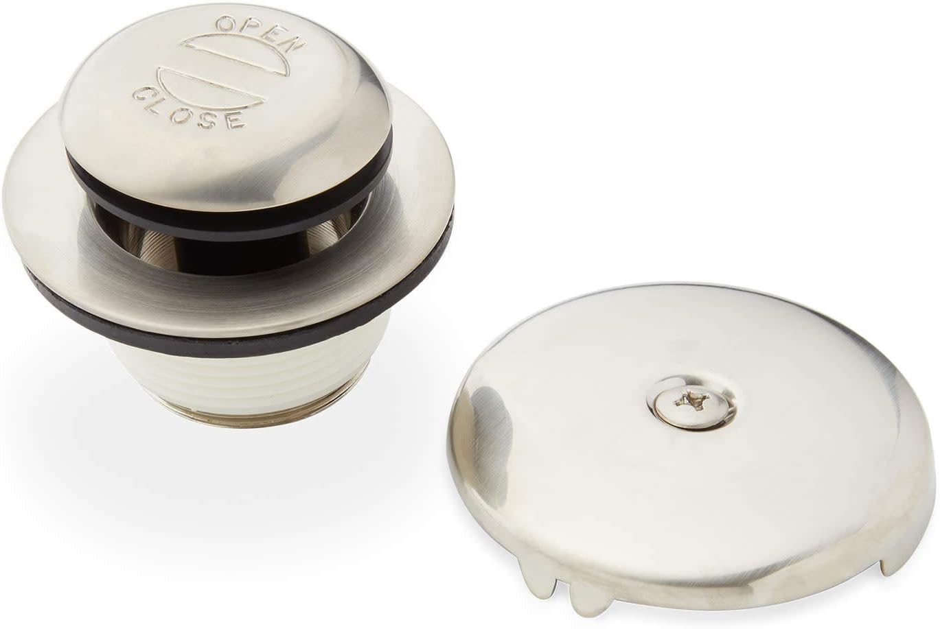 Signature Hardware 446707 Pop-Up Drain with Overflow Cover for Alcove Tub - Brushed Nickel