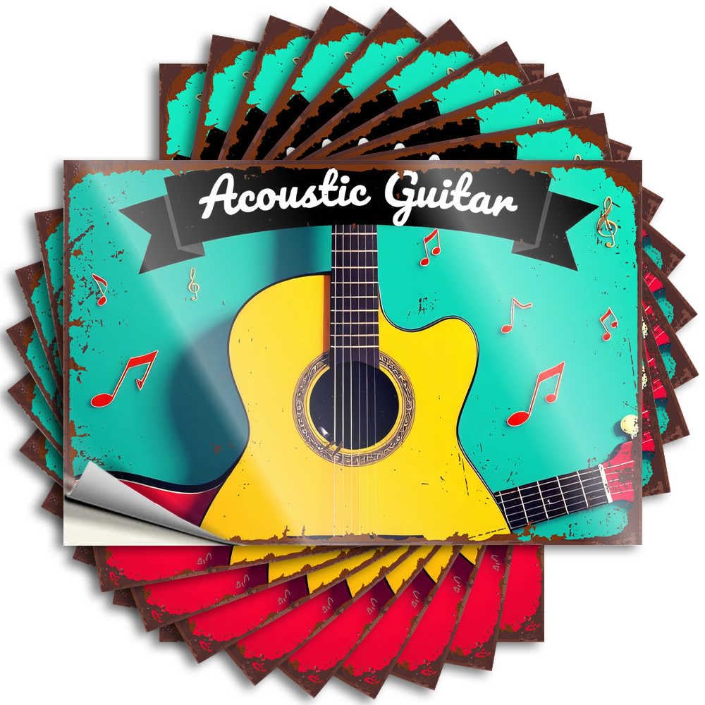 Tattoos Half, Microfiber Wall Acoustic Guitar: Harmony in Every String | Teenage(8X12CM)