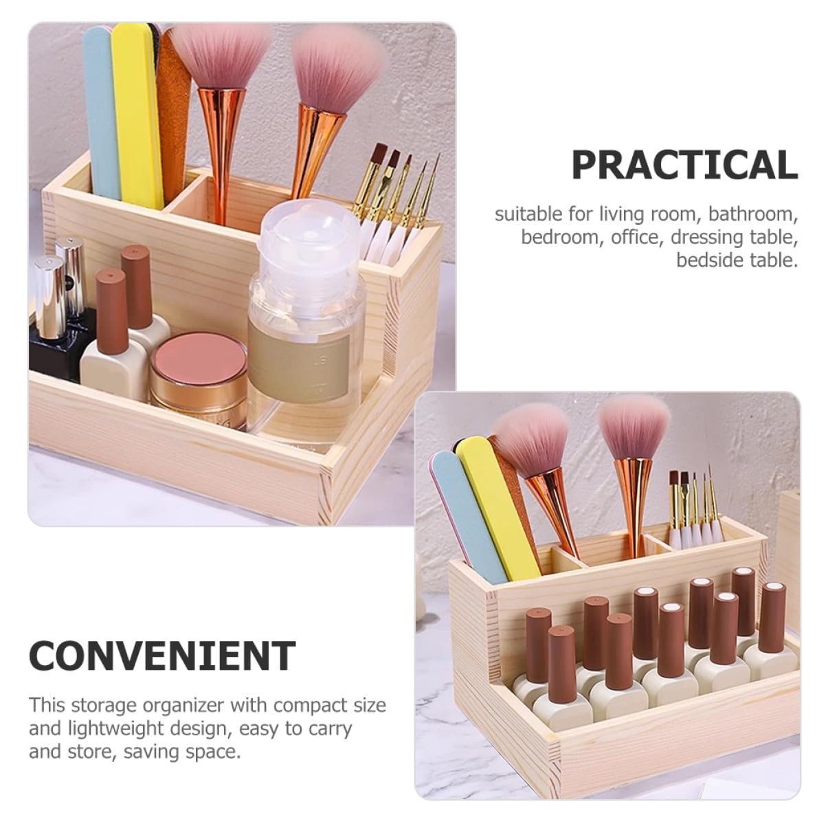 Realizzato in Legno, Organizer per Cosmetici da Scrivania Struttura Robusta e Multi-Scomparto per Risparmiare Spazio