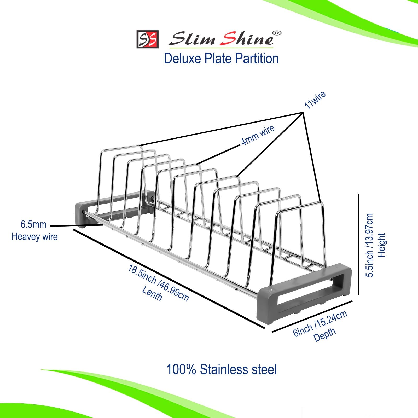 SLIMSHINE Fijador modular de acero inoxidable para platos de cesta de cocina, estante para platos en tándem, soporte para platos de cocina, escurridor de fregadero para cocina, almacenamiento que