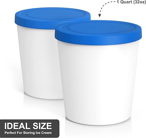Miniatura 5 de BALCI - Recipientes de helado de alta calidad (paquete de 6 - 1 cuarto de galón, 16 oz y 8 oz), perfecto para congelador, cubetas de almacenamiento