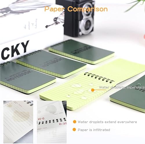 Miniatura 7 de Paquete de 20 cuadernos impermeables, para todo tipo de clima, bolsillo de ducha, bloc de notas táctico, bloc de notas en espiral, papel de