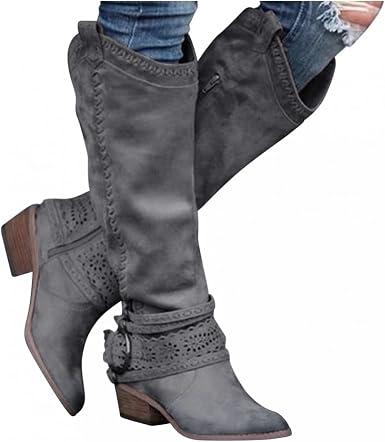 Amazon.com: Botas para mujer 2021 hasta la rodilla para mujer, botas  vaqueras Chelsea para mujer, botas gruesas a media pantorrilla, botas retro  casuales : Ropa, Zapatos y Joyería