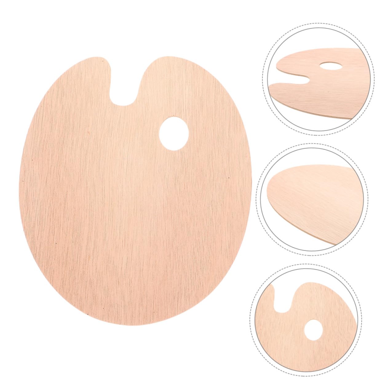 Palette de Peinture Ovale en Bois 6pcs Palette Artistique Polyvalente Facile à Nettoyer avec Trou Pouce pour Aquarelle et Peinture à l'huile