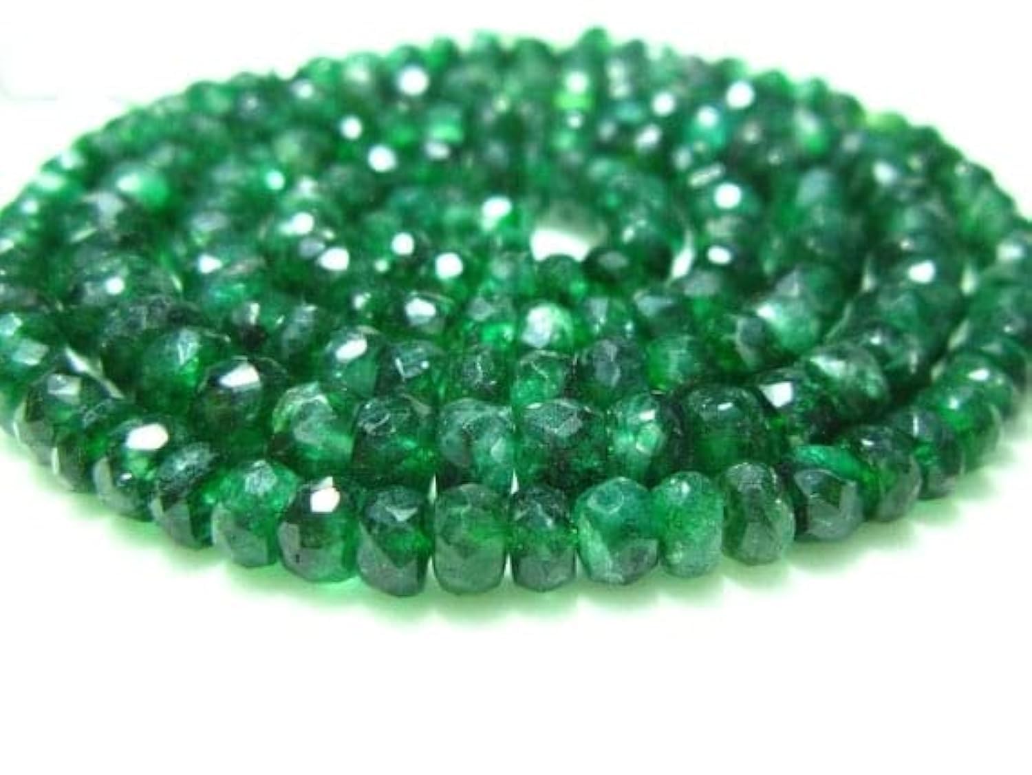 Quartz vert facetté haut de gamme en rondelles de 3 à 5mm pour joaillerie