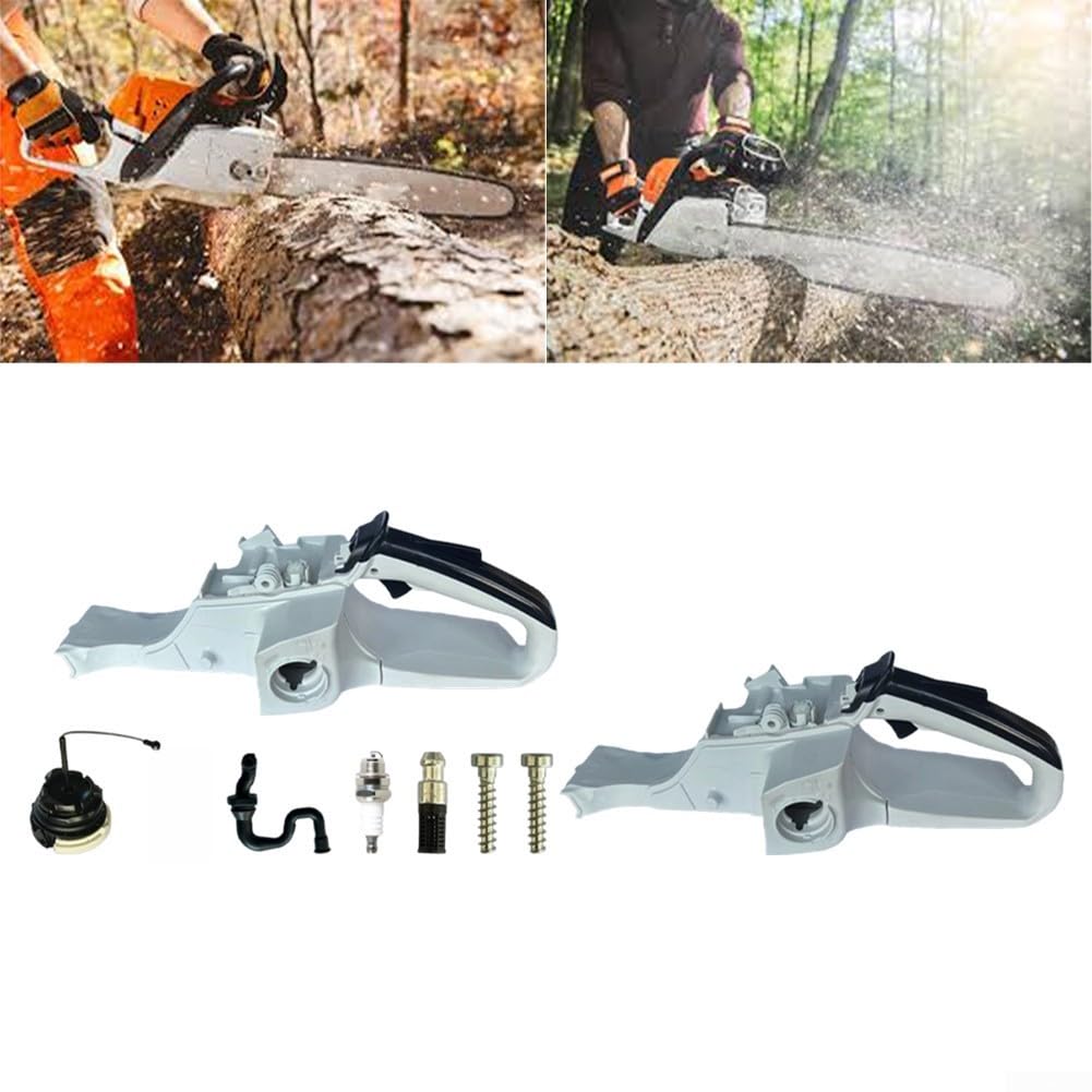 Eawfgtuw Conjunto de mango trasero 11403500825 compatible con motosierra MS311 MS362, kit de tapa de tanque de combustible de metal con flotador de boquilla de tubo, piezas de reparación plateadas