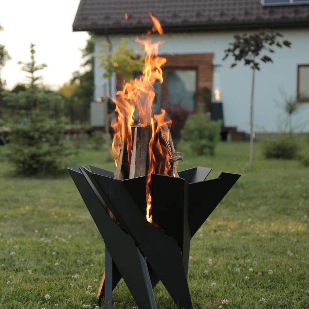 Kratki Fire Erizo kominek ogrodowy wolnostojący, kwadratowy o wymiarach szer. 40 x dł. 60 x wys. 17,5 cm, waga 40 kg, wykonany z wytrzymałej, żaroodpornej stali