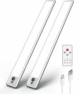 EZVALO Led Schrankbeleuchtung 40cm mit Fernbedienung 72 Unterschrankbeleuchtung Kabelloses, 2200Mah Batteriebetriebenes 5700K Wiederaufladbares Schranklicht für Küche, Weißes Licht, (LC-40)