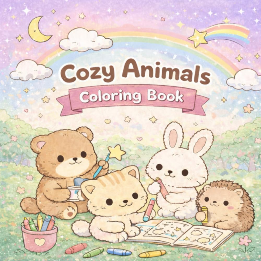 Cozy Animals Coloring Book: Cute and Cozy Coloring Pages for Kids and Relaxation