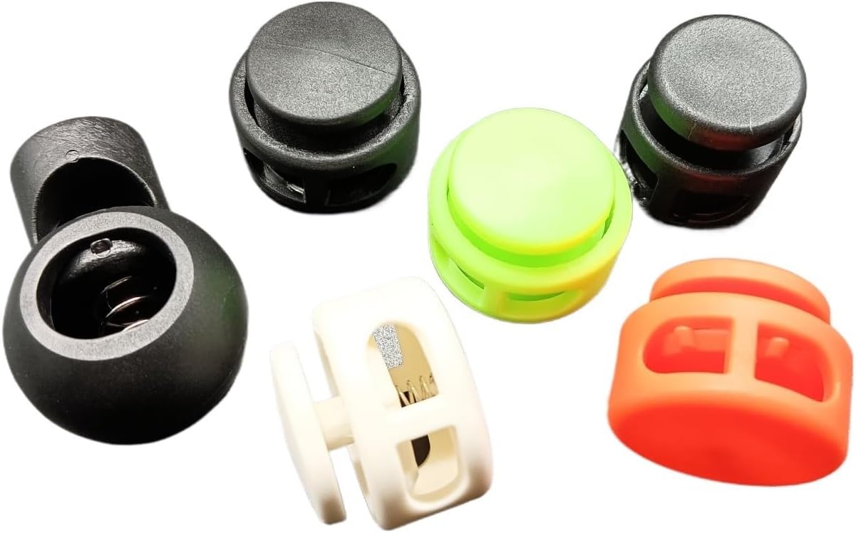 Cord Locks for Drawstrings 20Pcs Big Size Cord Lock Stopper Spring Stop Toggle Clip Round Ball Plastic(Black 15mm)