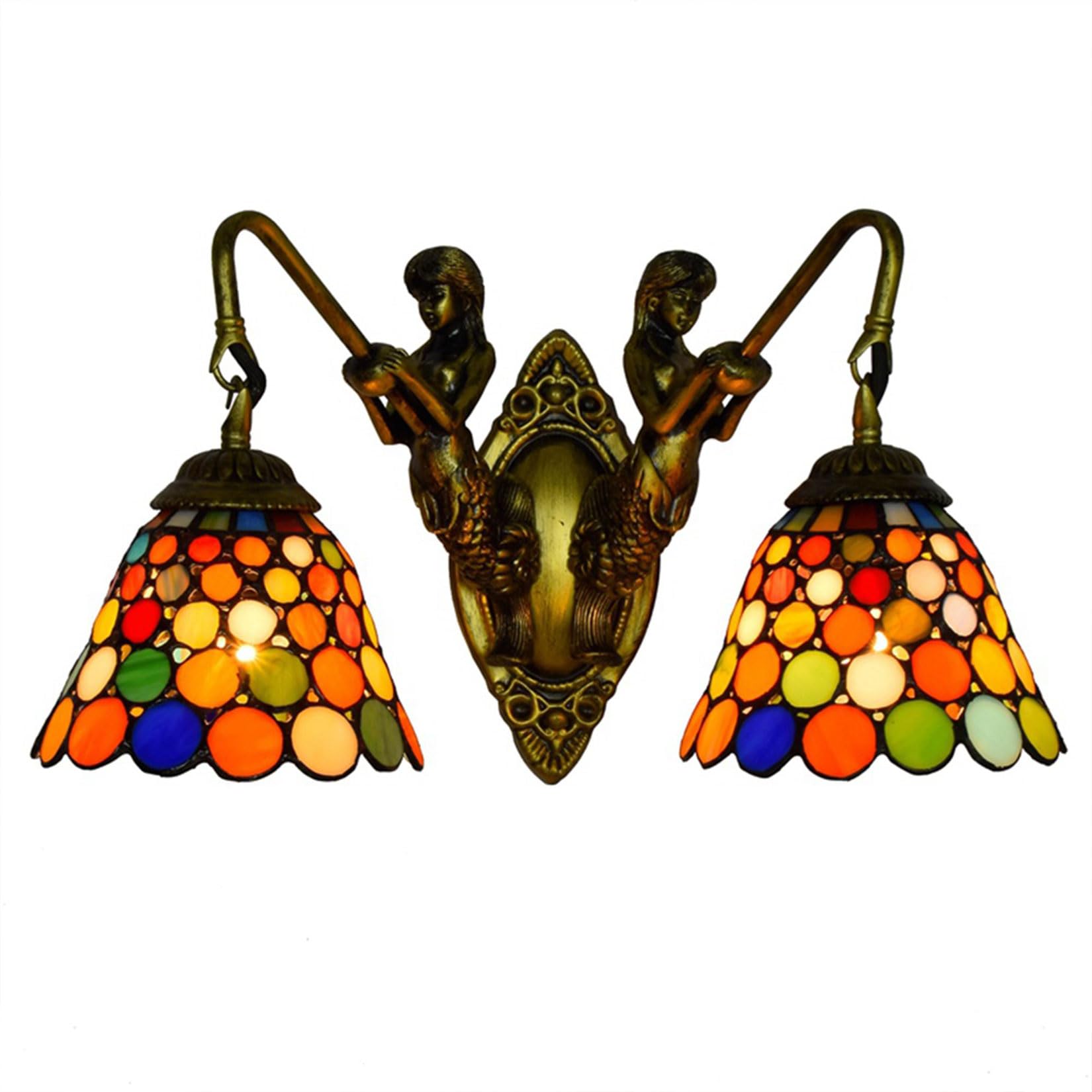 NHPJFDC Tiffany 2-Light Bathroom Light Fixtures, Bathroom Vanity Wall Lamp,Wall Sconce Light for Kitchen Living Room Balcony Bedroom And Hallway,Colour