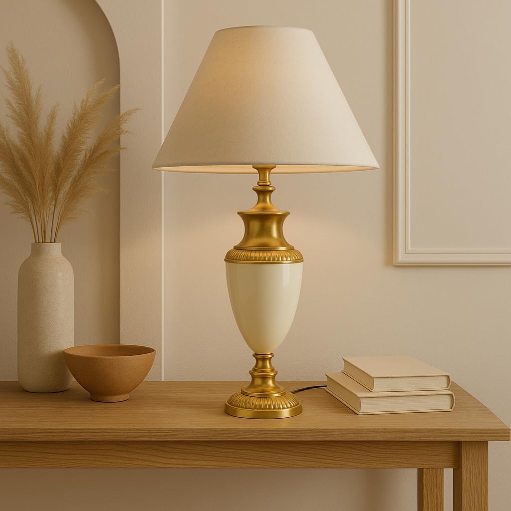 BENE Kovel Table Lamp MS 51 cm, (Cream, Gold, Pack of 1 Pc)-image-5