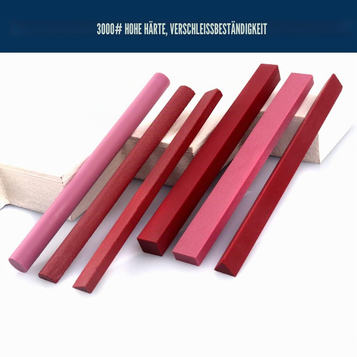 Schärfstein Set, 6pcs 3000# Rubin Wetzstein-Set Kleiner feiner Wetzstein zum Schärfen von Meißel, Messer und Klingenwerkzeugen, verschiedene Formen [Länge:100mm(3.94Inch)]