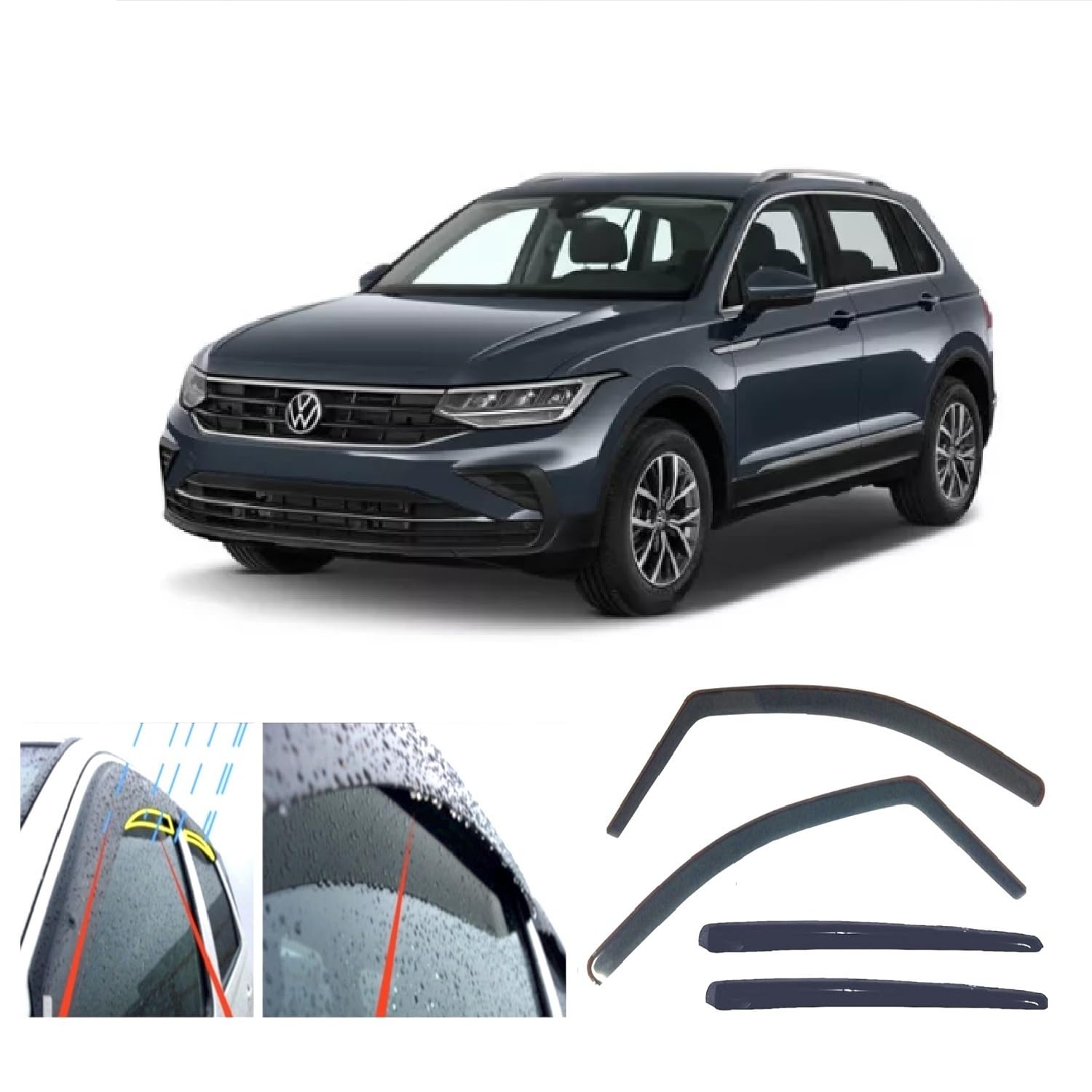 4 deflectores de viento para Volkswagen Tiguan (AD/BW) 2016 2017 2018 2019 2020 2021 2022 2023