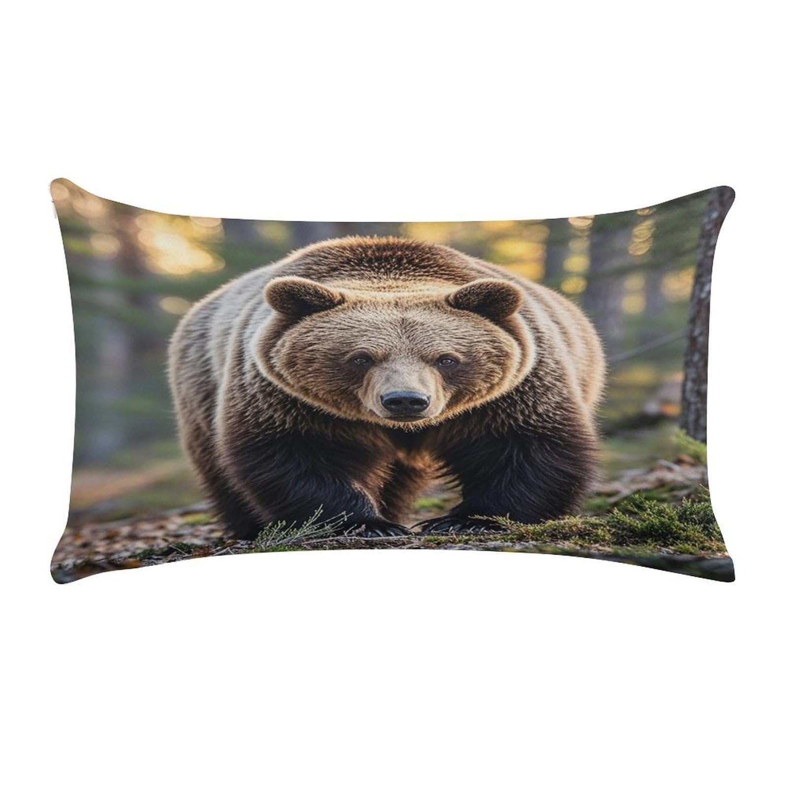 Bear Pillow Case Decorative Rectangle Throw Pillow Cover Soft Plush Pillowcase Cozy Cushion Case Modern Pillow Sham Cushion Cover for Bedroom Sofa Couch 20 X 12 Inch