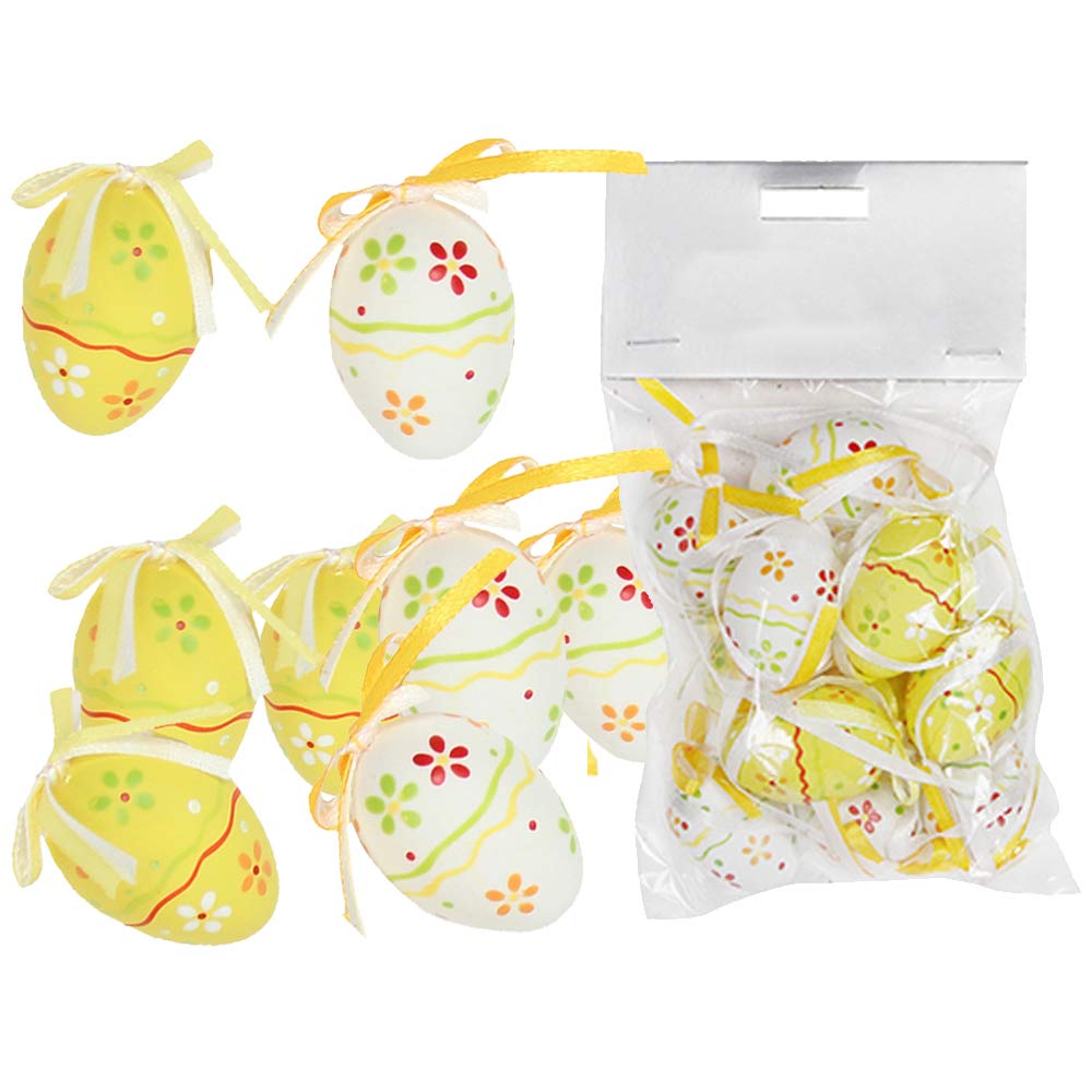 Crafty Capers 12 4cm Yellow and White Hanging Plastic Eggs for Easter Trees