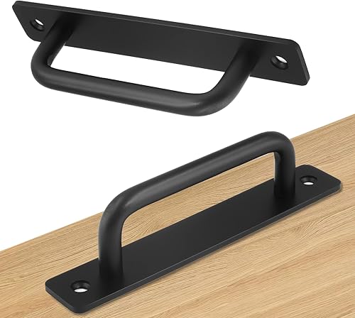 Miniatura 2 de Cionyce Paquete de 2 tiradores de puerta de granero de 8.8 pulgadas, manijas de garaje de base larga para cobertizo, puerta con tornillos de montaje