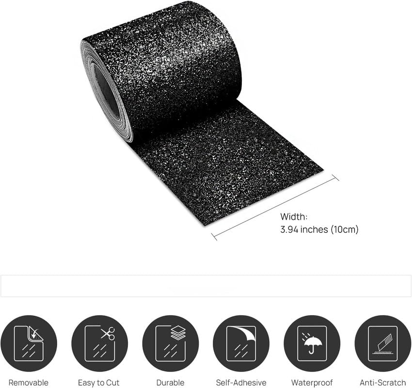 Image of Black Glitter Wallpaper Border Peel and Stick Wall Border Sparkle Black Contact Paper Self Adhesive Removable Glitter Wall Borders for Girls Bedroom Dresser DIY Crafts 4x144 Inch
