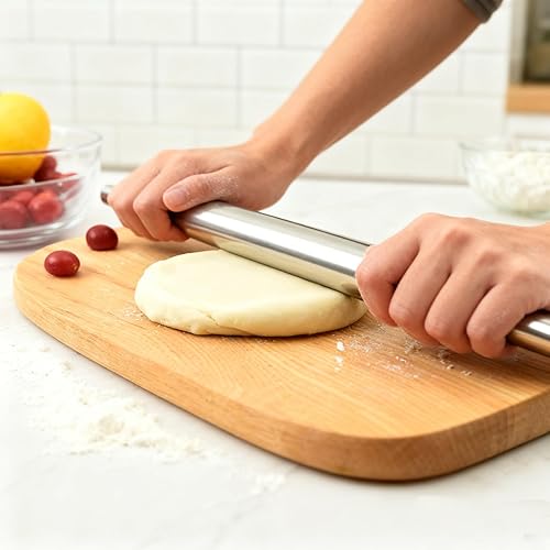 Miniatura 7 de QANYEGN Rodillo de acero inoxidable de grado profesional para cocina en casa, pizzería, panadería (11.7 in)