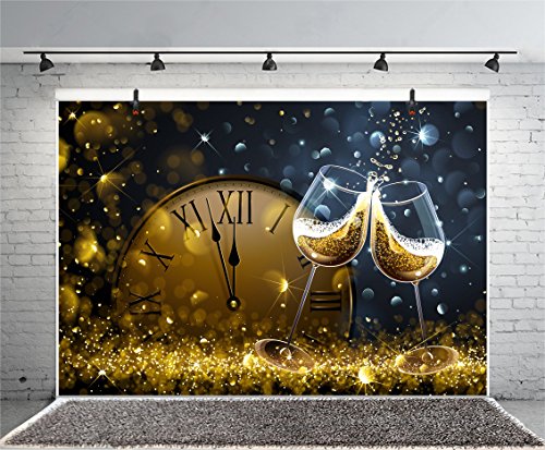 Lfeey 10X8Ft Vinyl New Year Backdrops For Photography Cocktail Wine Party Photoshoot Poster Twelve O'clock 2022 New Year's Eve Bokeh Photo Background Photo Studio Props #TOP3
