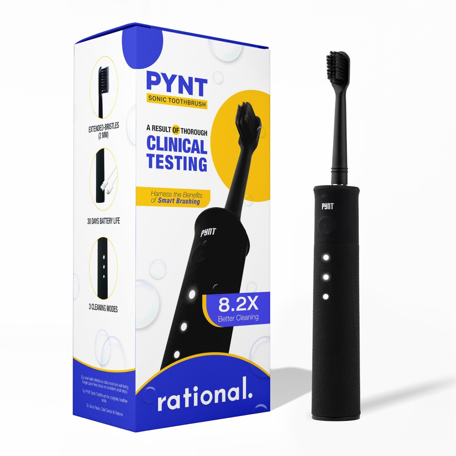 Adult Pynt Electric(Sonic)Toothbrush|3 Brushing Modes|2 Minute Timer|Rechargeable With 2 Hours Charge Lasting Up To 30 Days|Extra Tongue Cleaner|1 Year Warranty|For Brighter Smile & Healthy Gums,Black (B0CMV16W2P) Amazon Price History, Amazon Price Tracker