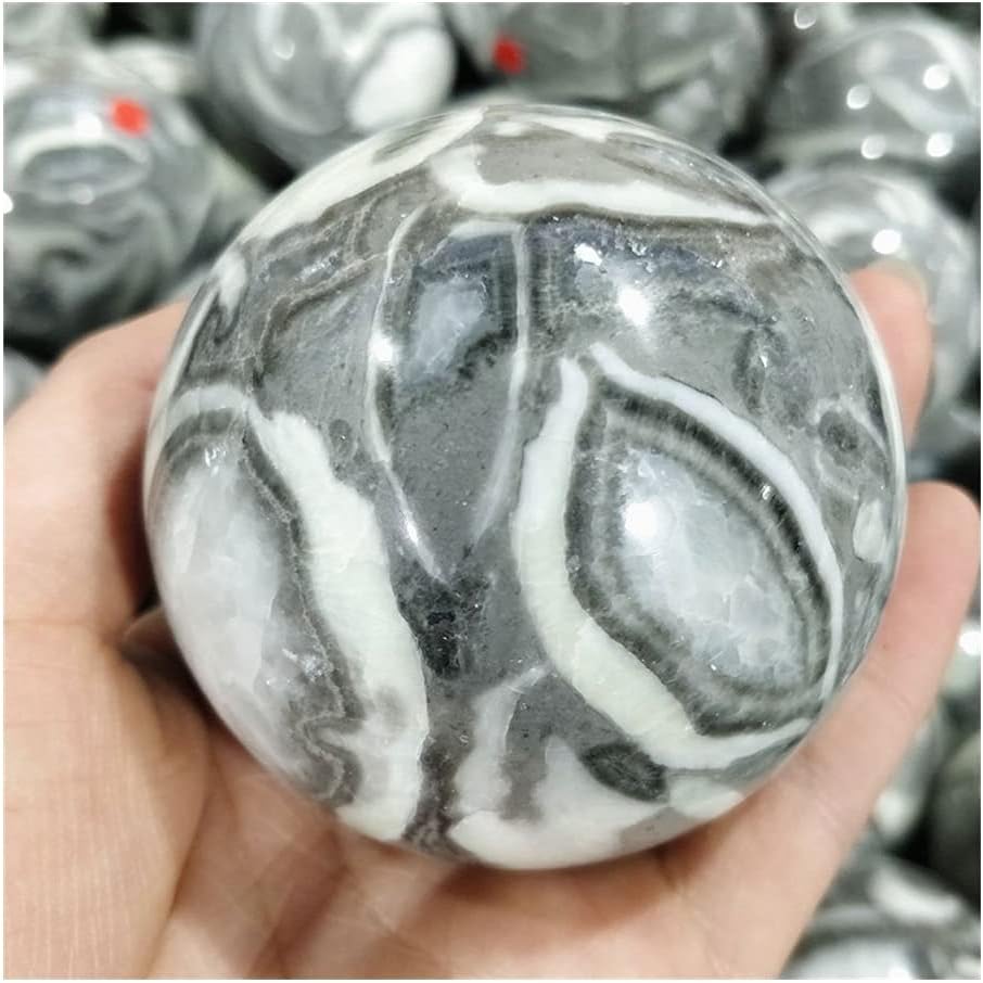 Beautiful Crystal Natural Shellstone Quartz Minerals Sphere Crystal Ball Ornament Healing Stones Apartment Decoration Original Septarium Rocks (Size : 6-7cm)