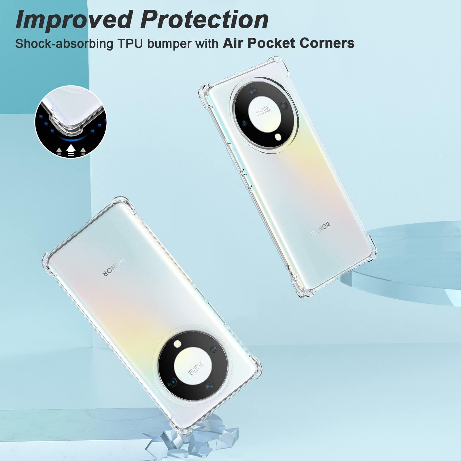 Cresee Case for Honor Magic 5 Lite 5G, Clear Cover with Reinforced Corner Bumper Slim Fit Shockproof Flexible TPU Phone Case for Honor Magic5 Lite, Transparent