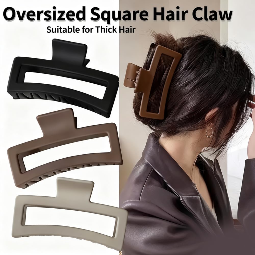 4 fermagli per capelli extra grandi, 13 cm, grandi fermagli per capelli spessi, lunghi e ricci, opachi, antiscivolo per capelli da donna, con forte tenuta, XL