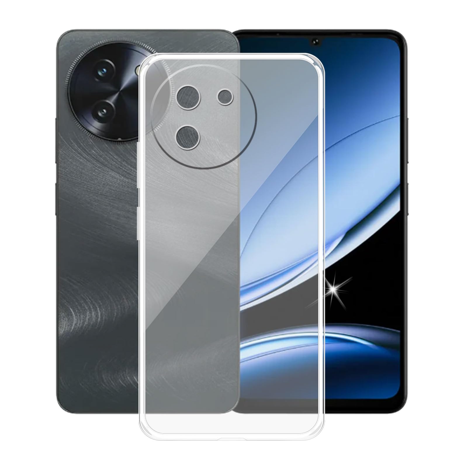 CAXKJE Custodia per Nothing Cmf Phone 2 PRO + [1 Pezzi] Pellicola Vetro Temperato,Trasparente Cover Silicone Custodie TPU Cover,per Cmf Phone 2 PRO Antiurto Case - Trasparente -A34
