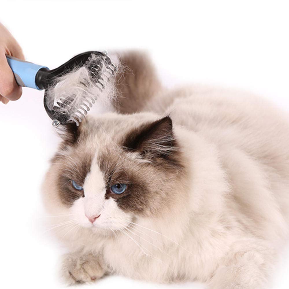 YITON Pet Comb Blue Pet Comb Double Sided Cleaning Beauty Pet Open Knot Comb Dog Comb Cleaning Supplies Slicker Brush 1Pcs L