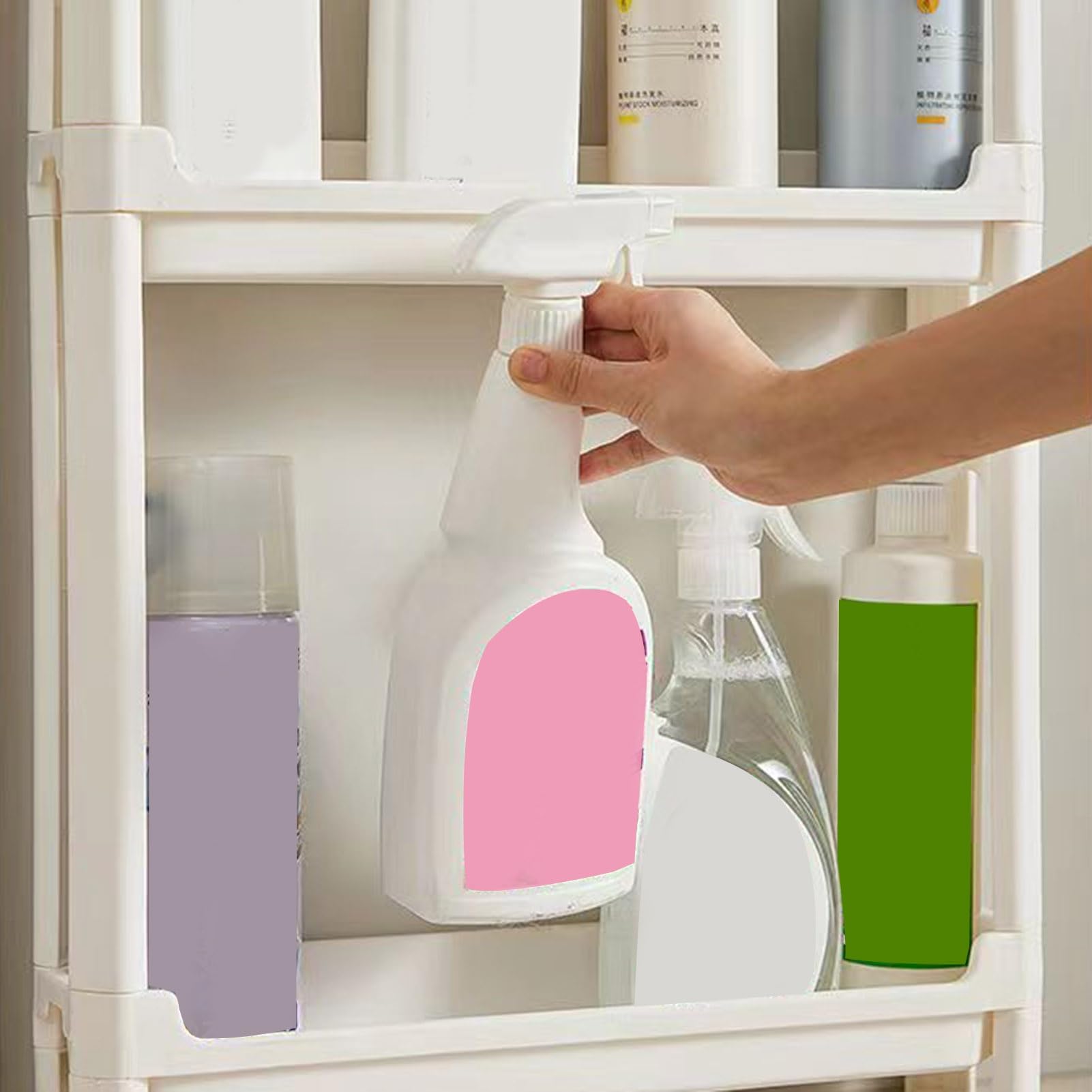 Carrito Utili de 3 niveles con ruedas, estante delgado de plástico hueco para ahorrar espacio, estante para cocina, baño, oficina y lavandería, color blanco