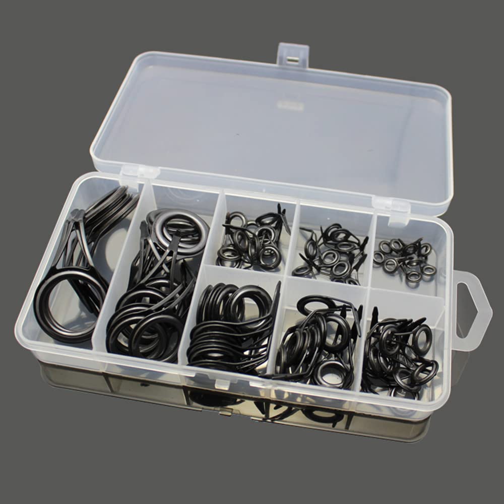Docooler 75PCS varie misure canna da pesca guide punte linea di pesca spinning guide occhi anelli tip top kit di riparazione set