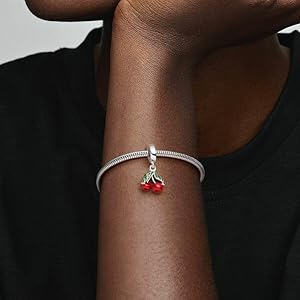 Amazon.com: PANDORA Asymmetrical Cherry Fruit Dangle Charm