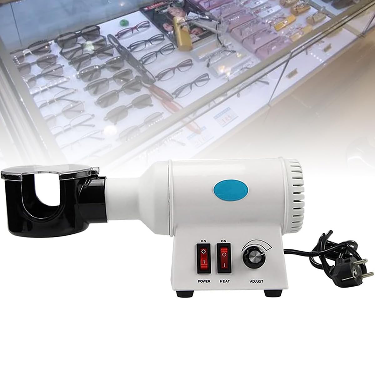 Calentador de Montura de Gafas ópticas, Calentador de Montura de Gafas, Temperatura Ajustable (50-110 ℃), Velocidad del Viento 4 m/S, Calentador de Montura de Lentes para Industrias y talleres de pr