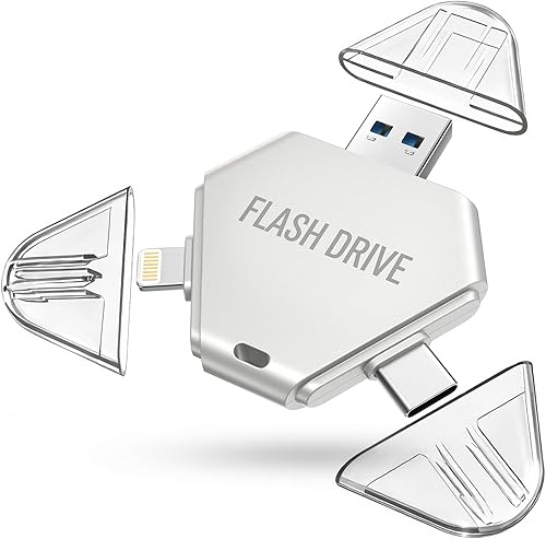 MFi Certified 64GB Flash Drive for iPhone, 3 in 1 Photo Stick with Lightning/Typ