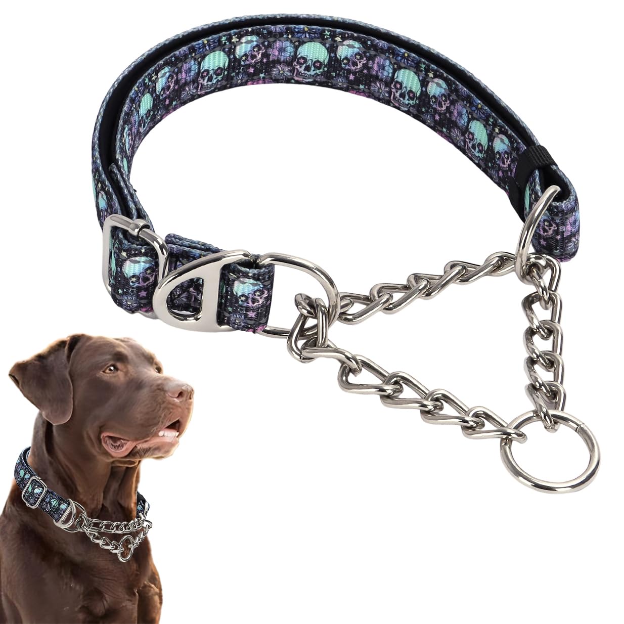 Martingale Collar for Dogs Reflective Nylon Dog Chain Collars Adjustable Heavy Duty Martingale Collar for Training Medium Large Breed Dogs
