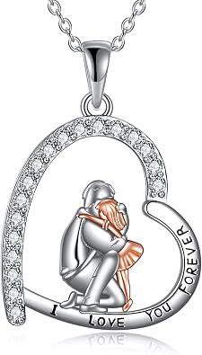 YAFEINI S925 Sterling Silver Father Daughter Heart Pendant Necklace from Dad Father I Love You Forever Jewelry Gift