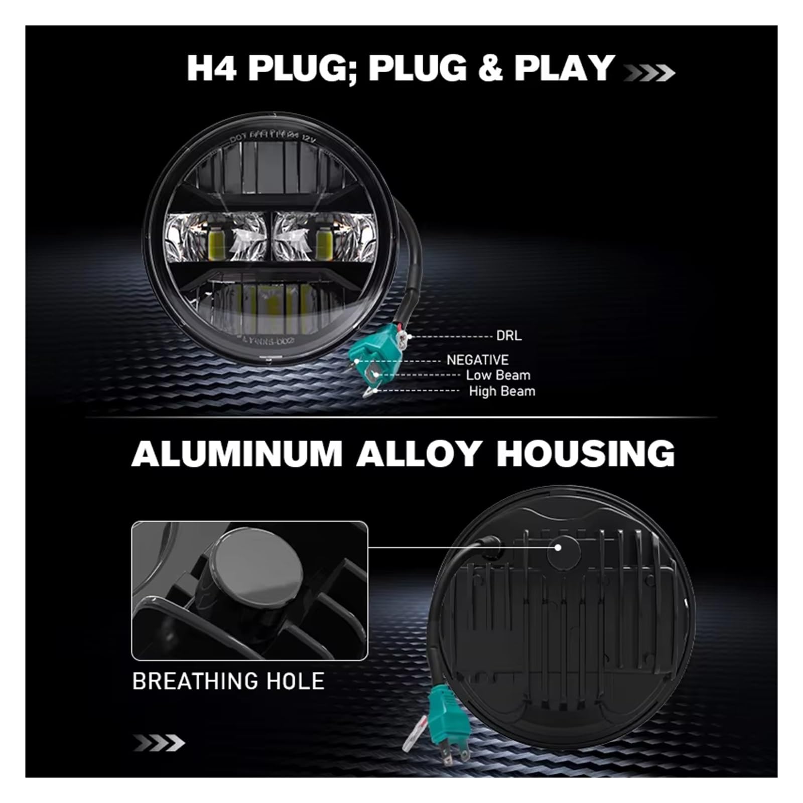 Phare Avant Moto Phare Avant Rond Universel À LED 5,75 Pouces 14,6 Cm avec Feux Jour DRL Moto pour Shadow VT 600 700 750 1100 VTX 1300 1800 LED Phares Avant